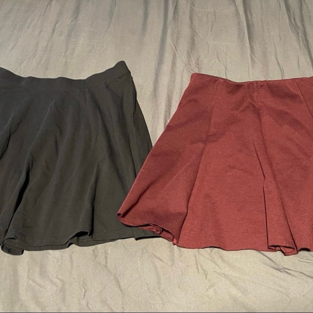 Forever 21 Black and Burgundy Skater Skirts